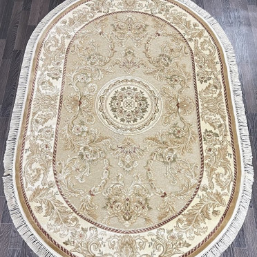 Ковер бельгийский 5054498550 KUNDUZ (Вискоза, бежевый) овальный