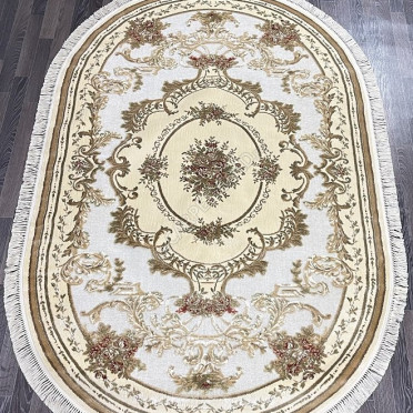 Ковер бельгийский 5133498440 KUNDUZ (Вискоза, кремовый) овальный